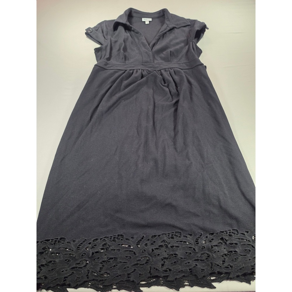 Mimi Maternity Black Lace Hem Empire Waist Dress Short Sleeve V-Neck Size M